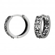 Filigree Sterling Silver Huggie Hoops with Cubic Zirconia