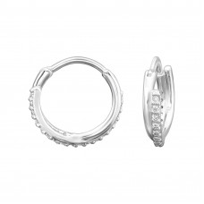Layered Illusion Sterling Silver Huggie Ear Hoops with 36x Cubic Zirconia