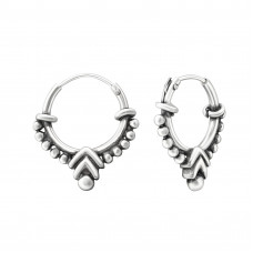 Silver 12mm Bali Hoops