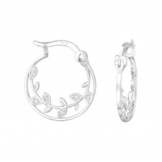 Vine Sterling Silver Ear Hoops with Cubic Zirconia