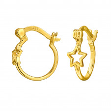 Star Sterling Silver Ear Hoops with French Lock