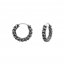 10mm Sterling Silver Oxidized Twisted Wire Bali Hoops