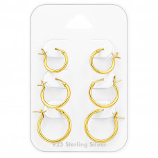 Silver French Lock Ear Hoop Set on Card (10-12-14mm)