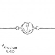 Anchor Bolo Sterling Silver Adjustable Bracelet