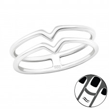 Silver V Shaped Midi Ring