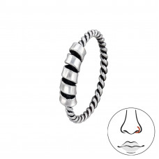 Twisted Sterling Silver Nose Hoop - 0.6mm (22G)