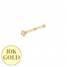 1.5mm Crystal 4 Prong 10K Gold Nose Stud