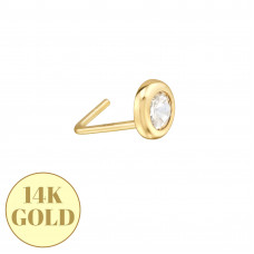 3mm 3A Grade Cubic Zirconia Rubover Setting 14K Gold Nose Stud