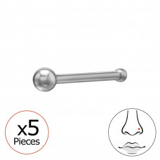 Round 2mm 316 Surgical Steel Nose Stud - 0.8mm (20G) x5