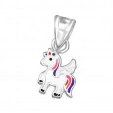 Children's Silver Unicorn Pendant with Epoxy