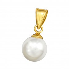 Silver Round Pendant with 8mm Imitation Pearl