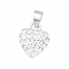 Children's Silver Heart Pendant with Crystals