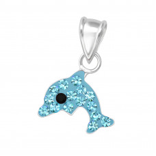Children's Silver Dolphin Pendant with Crystal