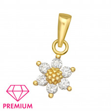 Children's Silver Flower Pendant with Cubic Zirconia