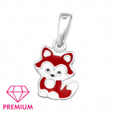 Fox Children's Sterling Silver Pendant with Epoxy