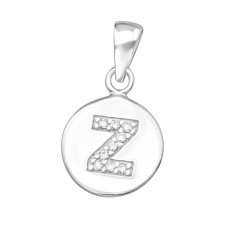 Letter Z Sterling Silver Pendant with Cubic Zirconia