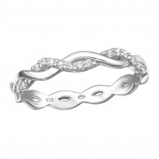 Twisted Sterling Silver Ring with Cubic Zirconia 21x