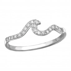 Wave Sterling Silver Ring with Cubic Zirconia