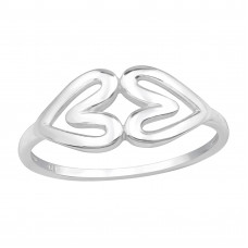 Double Heart Sterling Silver Ring