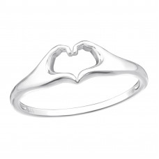 Hand Heart Sterling Silver Ring