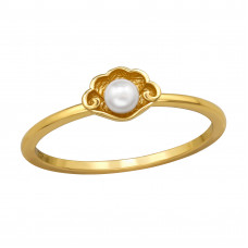 Shell Sterling Silver Ring with Imitation Pearl
