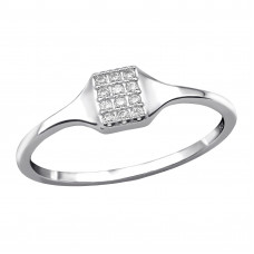 Square Sterling Silver Ring with 12x Cubic Zirconia