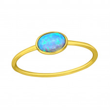 Oval Sterling Silver Ring with Synthetic Opal
