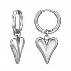 13mm Hoop with Dangling 14mm Heart Stainless Steel
