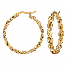 25mm Chain Link Stainless Steel Gold Color Hoops with French Lock