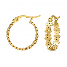 20mm Flower Stainless Steel Gold Color Hoops with French Lock