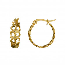 20mm Heart Pattern Stainless Steel Gold Color Hoops with French Lock