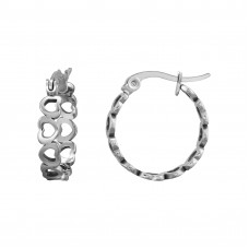 20mm Heart Pattern Stainless Steel Hoops with French Lock