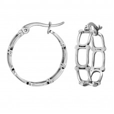 22mm Linked Rectangles Stainless Steel Hoops with French Lock