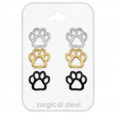 Paw Print Stainless Steel Set and Jewelry on Card