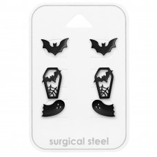 Halloween Stainless Steel Ear Studs Set and Jewelry on Card