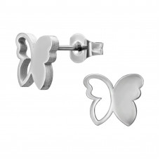 9mm Semi Cut-Out Butterfly Stainless Steel Ear Studs