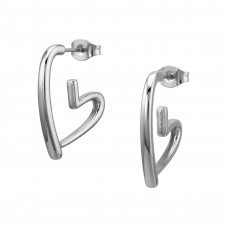 Open Frame Heart Silhouette Stainless Steel Ear Studs