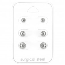 High Polish Surgical Steel Ball 3mm, 4mm and 6mm Set on Card