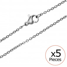 0.4mm Wire 1.6mm Thick Single Chain Stainless Steel 45cm Necklace (x5)