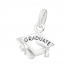 Graduate Sterling Silver Charm with Split ring with Epoxy