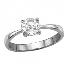 Solitaire Stainless Steel Ring with 6mm White Cubic Zirconia