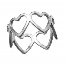 Connected Open Hearts Stainless Steel Ring