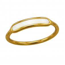 Band Stainless Steel Gold Color Ring with Imitation Shell Stone