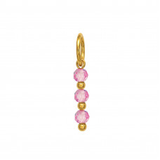 Stainless Steel Gold Color Pendant with 3mm Pink Nature Stone Bead