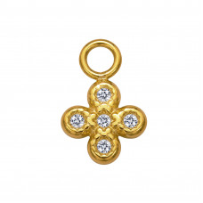8mm Clover Stainless Steel Gold Color Pendant with Cubic Zirconia