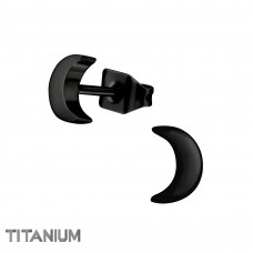 Crescent Moon Titanium Ear Studs