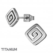 7mm Square Coil Titanium Ear Studs