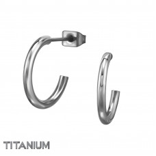 2x15mm Half Hoop Titanium Ear Studs