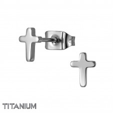 6mm Cross Titanium Ear Studs