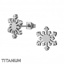 12mm Snowflake Titanium Ear Studs